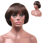Ficha técnica e caractérísticas do produto 2019 Fashion Synthetic Wig Mushroom Head BOB Brown Black Hair Wig For Black / White Women Glueless Natural Hair Cosplay new