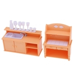 Ficha técnica e caractérísticas do produto 1/12 Escala Dollhouse Miniatura Móveis De Plástico Delxue Conjunto De Cozinha Laranja