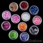 12 Cores UV Gel Acrílico DIY Glitter Decoração Nail Art Sequins Powder Set