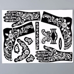 Ficha técnica e caractérísticas do produto 1 Folha de Henna Tatuagem Modelos Mãos Pés Perna Braço Aerografia Modelos de Tatuagem Profissional Mehndi Temporária Pintura Corporal