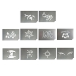 Ficha técnica e caractérísticas do produto 10 Desenhos Reutilizáveis Rosto Corpo Pintura Stencils Modelo Tatuagem Conjunto De Estênceis