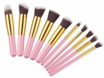 Ficha técnica e caractérísticas do produto 10 Kits - Kabuki Maquiagem Rosa Dourado