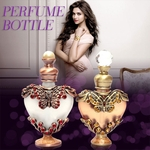 Ficha técnica e caractérísticas do produto 10 ml Bronze Vintage Vazio Cristal Metal Purple Heart Perfume Bottle Frasco de Perfume