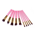 Ficha técnica e caractérísticas do produto 10 pcs / set de maquiagem rosto sombra jogo de escova de beleza ferramentas de olho alta rosa claro