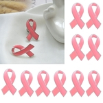 Ficha técnica e caractérísticas do produto 10 peças rosa esmalte câncer de mama consciência caridade fita broches pinos