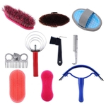 Ficha técnica e caractérísticas do produto 10 Pieces Equestrian Stables Cleaning Kit Horse Brush Care Grooming Tools Set