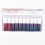 Ficha técnica e caractérísticas do produto 10pcs Mini Batom Set Waterproof Longa Duração Colorfast Lip Gloss Kit Cosméticos