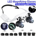 Ficha técnica e caractérísticas do produto 10X-25X LED Lupa Lupa Olho de vidro Lupa Joalheiro Watch Repair Lens Tool