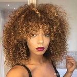 Ficha técnica e caractérísticas do produto 14 polegadas de comprimento Curly afro Curly Perucas da Mulher Negra Loira peruca de cabelo sintético Mixed Brown Africano