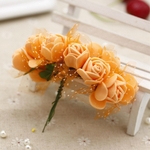 Ficha técnica e caractérísticas do produto 144 Mini Rosas Flores Rosinhas Artificiais de EVA com cabo e tule cor Laranja