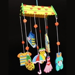 Ficha técnica e caractérísticas do produto 1pc DIY Campânula Wind Chime Set Crianças Wall Hanging cortina decoração Artes Ofícios Pingente Brinquedos Felt artware