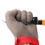 Ficha técnica e caractérísticas do produto 1pc Grau 5 Luva de aço inoxidável de malha Cadeia resistente cadeia mail Glove Left Right Universal mão