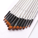 Ficha técnica e caractérísticas do produto 12pcs Nylon cabelo Watercolor punho de madeira Escova Pen Set de Pintura Aprendizagem Diy Oil Acrílico