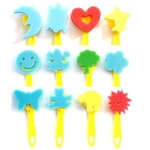 Ficha técnica e caractérísticas do produto 12pcs / set Criativa para Crianças Sponge Brushes Crianças Crianças Pintura graffiti Brinquedos plástico lidar com desenho de escova Desenho Brinquedos