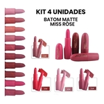 Ficha técnica e caractérísticas do produto 4 Batom Matte Luxo Miss Rose Kit Batom
