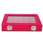 Ficha técnica e caractérísticas do produto 24 Grids unhas Decoração Art Organizer Caixa de armazenamento de jóias caixa de exibição Holder (Rose Red)