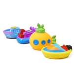 Ficha técnica e caractérísticas do produto 4 Pcs Banho do bebê Brinquedos de plástico macio Hovership Barco submarino do navio a vapor Jogar Toy Presente aquático para crianças