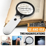 Ficha técnica e caractérísticas do produto 45X 3 LED Handheld Lupa Lente Lupa Jóias Lupa Lupa Em Magnifer À Prova D 'Água Lâmpada de Luz