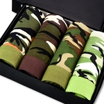 Ficha técnica e caractérísticas do produto 4pcs / Box Men Camouflage fibra de bambu respirável Cuecas verde militar Boxers moda sexy