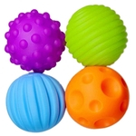 Ficha técnica e caractérísticas do produto 4pcs Baby Hand Sensor Ball Built-in BB Textured Touch Hand Baby Grip Balls Squish Toys Early Learning Squeeze Ball Set