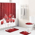 Ficha técnica e caractérísticas do produto 4Pcs / Set Banho Printing Série Natal cortina de chuveiro com antiderrapante Rug Toilet Tampa Tampa Bath Mat