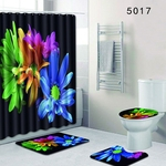 Ficha técnica e caractérísticas do produto 4Pcs / Set lindo Flores Impressão Shower Curtain antiderrapante Mat Rug Tampa