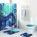 Ficha técnica e caractérísticas do produto Jogo do banho 4Pcs / Set Series Seafloor Impressão Tapete de Banho WC Rug Tampa cortina de chuveiro para banho