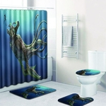 Ficha técnica e caractérísticas do produto Redbey 4Pcs / Set Series Seafloor Impressão Tapete de Banho WC Rug Tampa cortina de chuveiro para banho