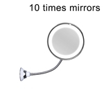 Ficha técnica e caractérísticas do produto 5 / 10X Dobrável 360 Graus Girar Espelho De Maquiagem Montagem De Sucção Ampliação LED Light