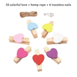 Ficha técnica e caractérísticas do produto 50pcs Love Hearts + 10 Metros de barbante + 6 Invis¨ªveis clipes Nails pequeno Photo