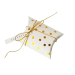 Ficha técnica e caractérísticas do produto 50pcs / set favor do Pillow Forma de jóias caixas de doces Dot Stripe Wedding papel partido presente Bags