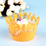 Ficha técnica e caractérísticas do produto 50x Feliz Aniversário Cupcake Copos De Papel Muffin Embalagem Festa Decoração-ouro Amarelo