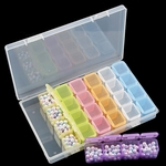 Ficha técnica e caractérísticas do produto 5colors 28Grids Caixa de armazenamento com tampa para Nail Ferramentas Arte Jóias Organizar
