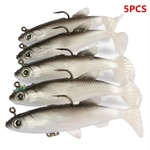 Ficha técnica e caractérísticas do produto 5PCS 14,2 g Sea Bass Fishing chumbo Lures baixo com T cauda suave Lure Fishing Hook Única