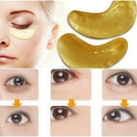 Ficha técnica e caractérísticas do produto 5pcs Natural de cristal ouro 24k pó rugas gel de colágeno Anti-Envelhecimento Elimina olheiras Eye Mask (Tamanho: M, cor: ouro)