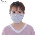 Ficha técnica e caractérísticas do produto 5Pcs Women Lace Thin Respirável Anti UV Droplet Poeira Máscara Protetora Face Cover