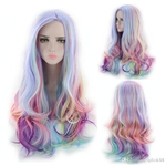 Cabelo médio de Ombre de 26 polegadas perucas sintéticas onduladas longas Olita cartoon cosplay rainbow icecream