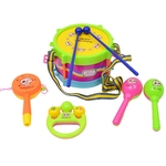 Ficha técnica e caractérísticas do produto 6 Pçs Crianças Bebê Duplo Face Percussão Tambor Banda Musical Kit Brinquedo Conjunto Presente