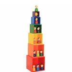 Ficha técnica e caractérísticas do produto 6Pcs arco-íris Brinquedo Stacker Caixa de armazenamento de madeira para Crianças blocos de apartamentos que