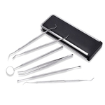 Ficha técnica e caractérísticas do produto 6PCS Oral Dentes Cuidados Kit Scaler Escolha Espelho Pin?a Kit com couro Box