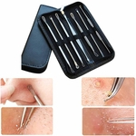 Ficha técnica e caractérísticas do produto 7 Pcs Pimple Blemish comedão cravos Acne Extractor Remover Ferramenta Needles Set