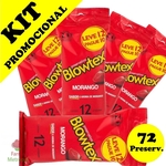 Ficha técnica e caractérísticas do produto 72 Preservativos Blowtex sabor Morango