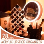 Ficha técnica e caractérísticas do produto 28 grades de suporte de batom acrílico caixa de armazenamento de organizador de maquiagem cosmética
