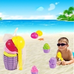 Ficha técnica e caractérísticas do produto 9pcs / Set Crianças Baby Beach brinquedos de areia Ice Cream Mold Colher Jogar Areia e Toy neve