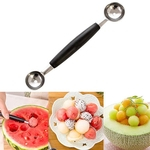 Ficha técnica e caractérísticas do produto Aço Inoxidável Double-End Melon Ice Cream Baller Colher Fruit Fruit Kitchen Tool