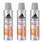 Ficha técnica e caractérísticas do produto Adidas Adipower Masculino Kit 3 Desodorantes Antitranspirante