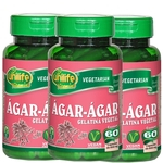 Ficha técnica e caractérísticas do produto Ágar-Ágar Gelatina Vegetal 60 cápsulas de 600mg Kit com 3
