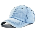 Ficha técnica e caractérísticas do produto Ajustável Unisex Denim Sólidos Baseball cores Tampão afligido Vintage Lavados pano Peaked Hat exterior aba larga Hat