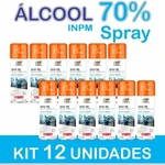 Alcool 70% Spray 300ml Aerosol Antisséptico e Higienizador - Kit com 12 Latas