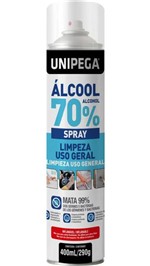 Ficha técnica e caractérísticas do produto Álcool Spray 70 INPM Higienizador Antisséptico Bactericida Aerosol 400 Ml - Unipega